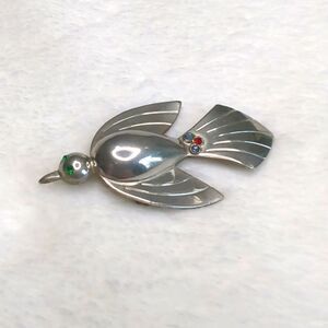 Vintage Rare Coro Swallow Bird Brooche w/ Rhinestone Accents